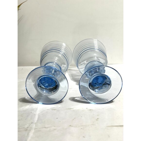Set Of 2 Vintage Sirrus Blue Water Goblets By Libbey Heavy Glasses - Picture 6 of 6